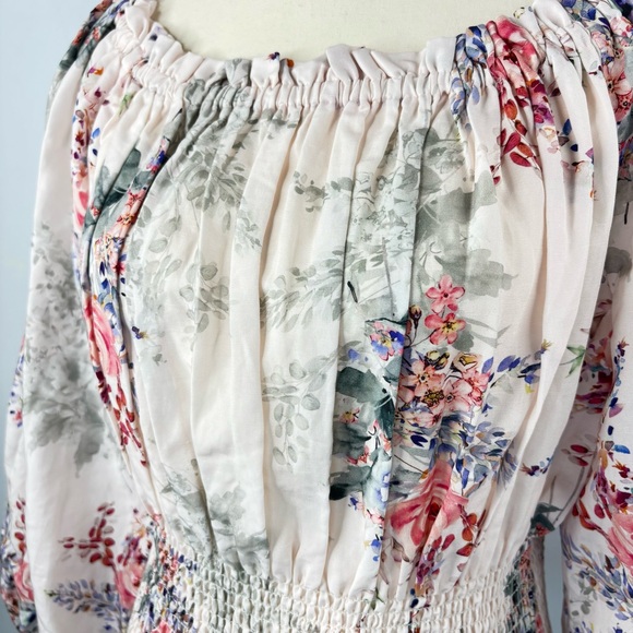 Kobi Halperin Noa English Floral Linen Bohemian Cottage Prairie Blouse Large - Picture 5 of 12